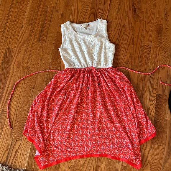 Pink&White Dress Size 10 Lace and Cotton Very soft! Two bows: front & back - Picture 2 of 5